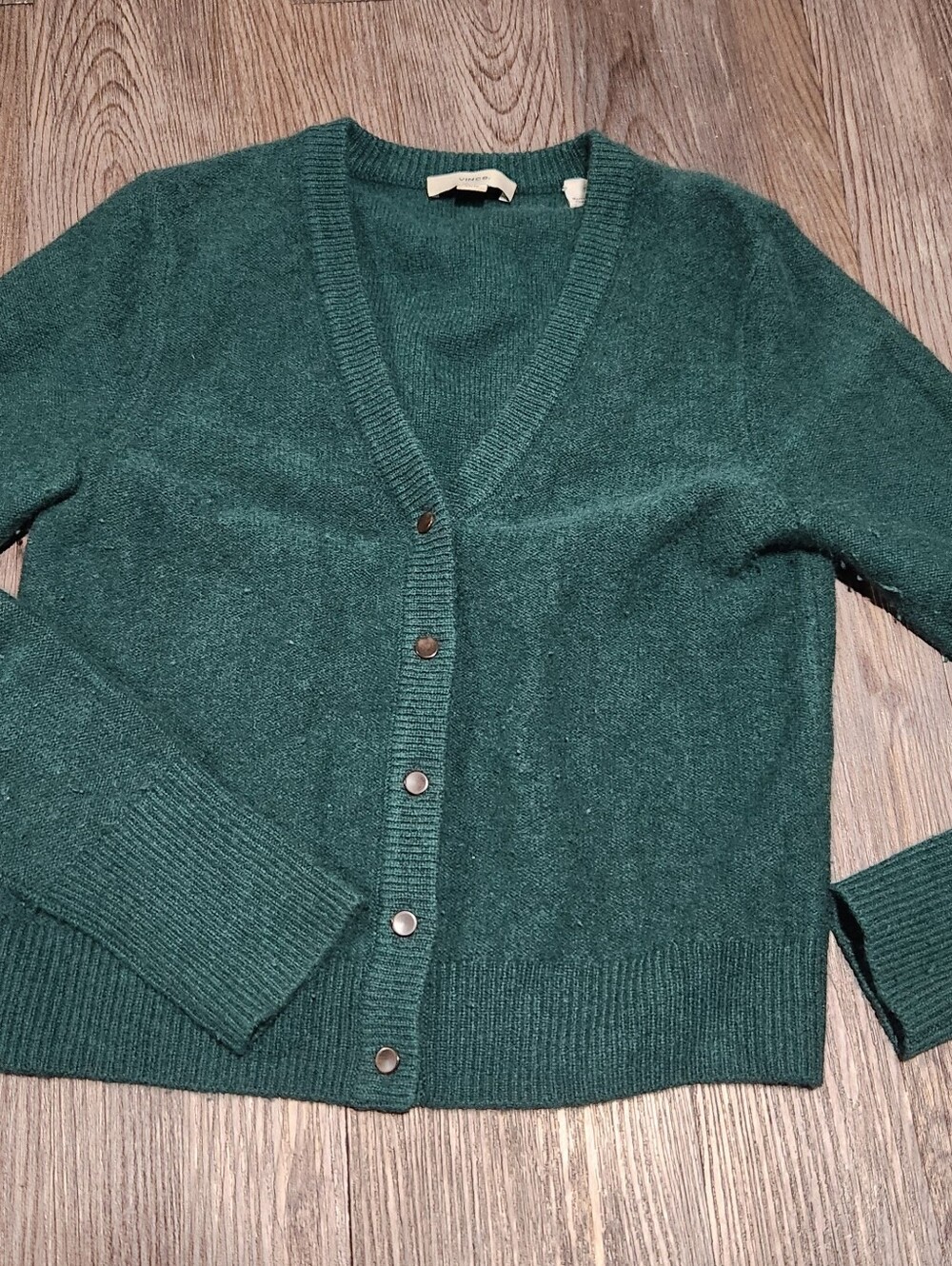 Vince Forest Green V-Neck Button Front Cardigan
